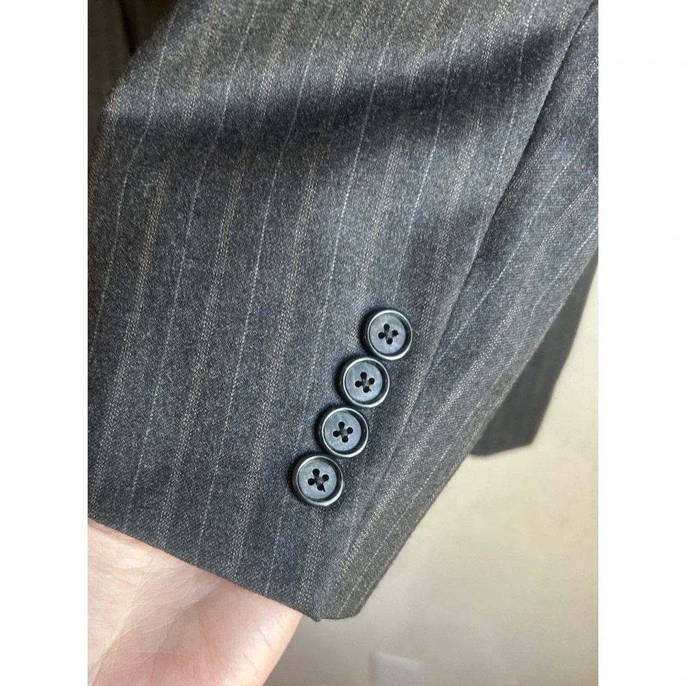 Hickey‎ Freeman 42L 38x33 Gray Multi-Stripe Mens 100% Worsted Wool Luxury Suit